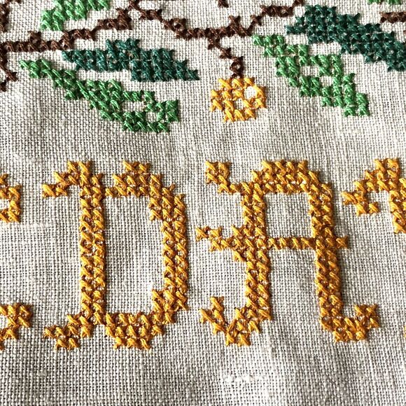 Vintage Happy Birthday Cross Stitch on Linen Embroidery Jane Snead Samplers - Picture 10 of 16